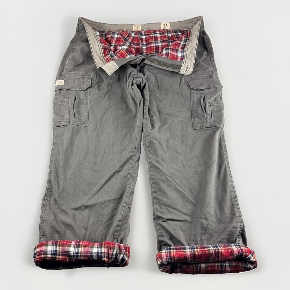 Red Head Flannel Lined Cargo Pants Men 44x30 Gray Outdoors Workwear Utility Snow
